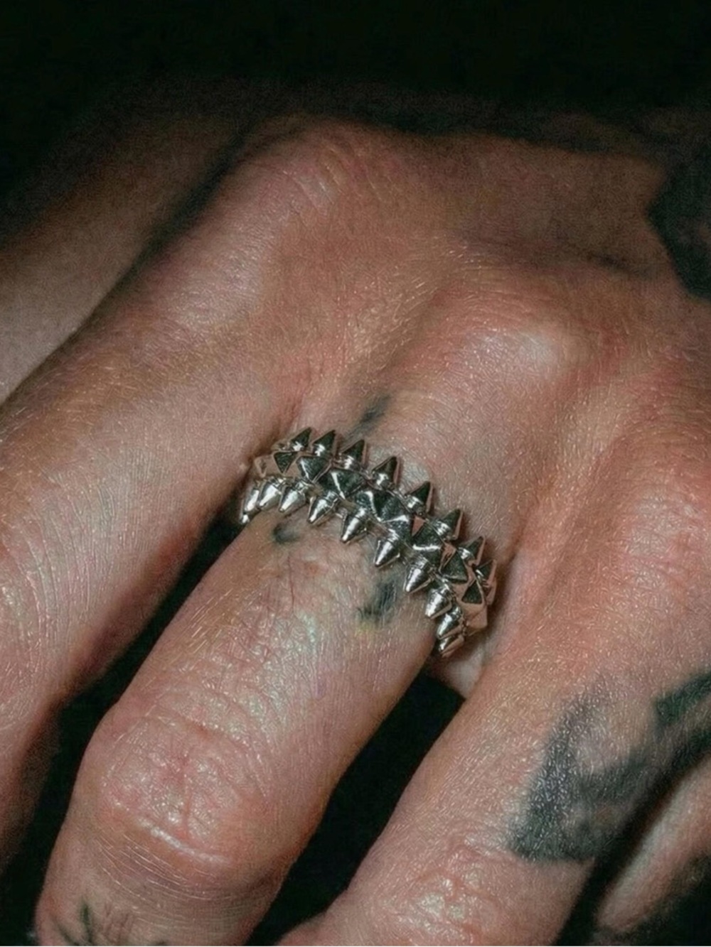 Serpenti Silver Spike Stackable Ring unisex